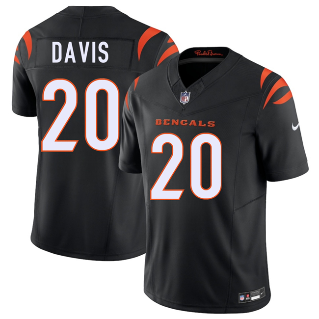 Men's Cincinnati Bengals #20 Tacario Davis Black 2026 Draft F.U.S.E. Vapor Untouchable Limited Stitched Football Jersey Men's Cincinnati Bengals #20 Tacario Davis Black 2026 Draft F.U.S.E. Vapor Untouchable Limited Stitched Football Jersey