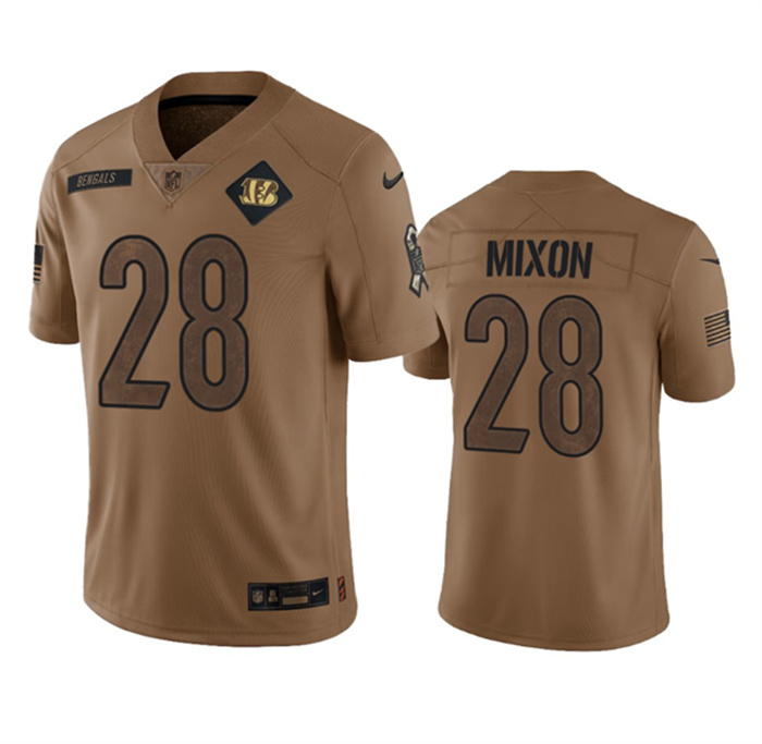 Men's Cincinnati Bengals #28 Joe Mixon 2023 Brown Salute To Service Limited Stitched Jersey Men's Cincinnati Bengals #28 Joe Mixon 2023 Brown Salute To Service Limited Stitched Jersey