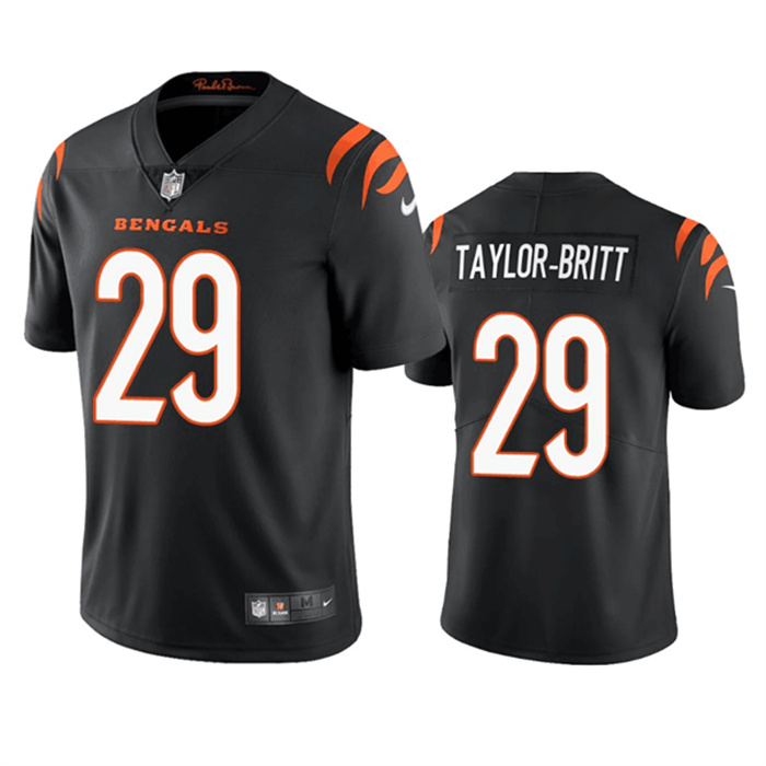 Men's Cincinnati Bengals #29 Cam Taylor-Britt Black Vapor Stitched Football Jersey Men's Cincinnati Bengals #29 Cam Taylor-Britt Black Vapor Stitched Football Jersey