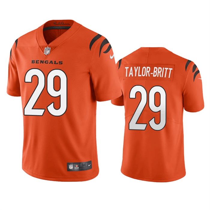 Men's Cincinnati Bengals #29 Cam Taylor-Britt Orange Vapor Limited Stitched Football Jersey Men's Cincinnati Bengals #29 Cam Taylor-Britt Orange Vapor Limited Stitched Football Jersey