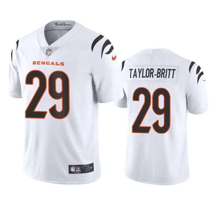 Men's Cincinnati Bengals #29 Cam Taylor-Britt White Vapor Limited Stitched Football Jersey Men's Cincinnati Bengals #29 Cam Taylor-Britt White Vapor Limited Stitched Football Jersey