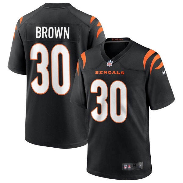 Men's Cincinnati Bengals #30 Chase Brown Black Stitched Game Jersey Men's Cincinnati Bengals #30 Chase Brown Black Stitched Game Jersey