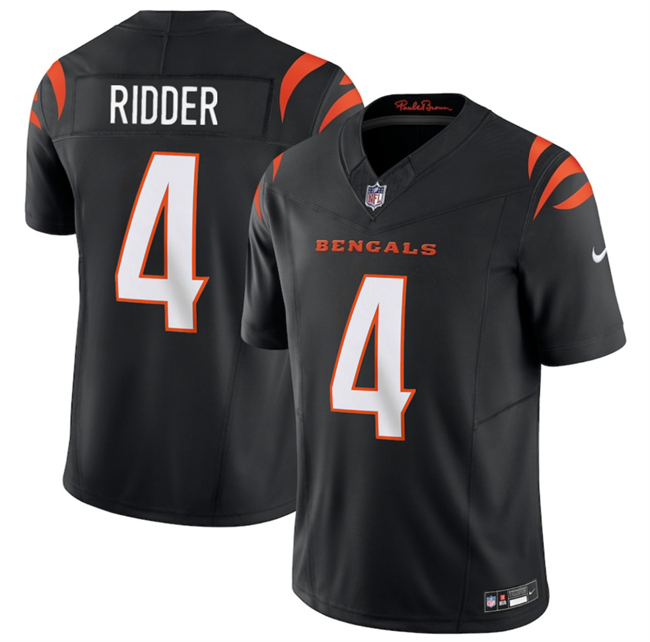 Men's Cincinnati Bengals #4 Desmond Ridder Black 2025 F.U.S.E. Vapor Untouchable Limited Stitched Football Jersey Men's Cincinnati Bengals #4 Desmond Ridder Black 2025 F.U.S.E. Vapor Untouchable Limited Stitched Football Jersey