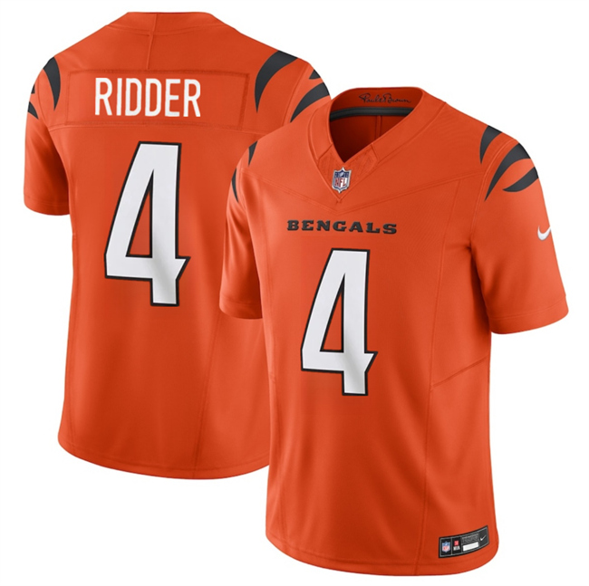 Men's Cincinnati Bengals #4 Desmond Ridder Orange 2025 F.U.S.E. Vapor Untouchable Limited Stitched Football Jersey Men's Cincinnati Bengals #4 Desmond Ridder Orange 2025 F.U.S.E. Vapor Untouchable Limited Stitched Football Jersey
