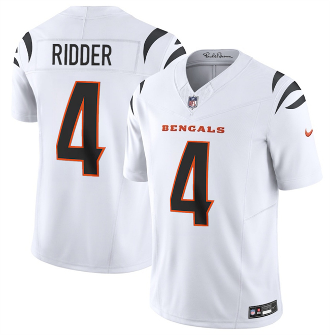 Men's Cincinnati Bengals #4 Desmond Ridder White 2025 F.U.S.E. Vapor Untouchable Limited Stitched Football Jersey Men's Cincinnati Bengals #4 Desmond Ridder White 2025 F.U.S.E. Vapor Untouchable Limited Stitched Football Jersey