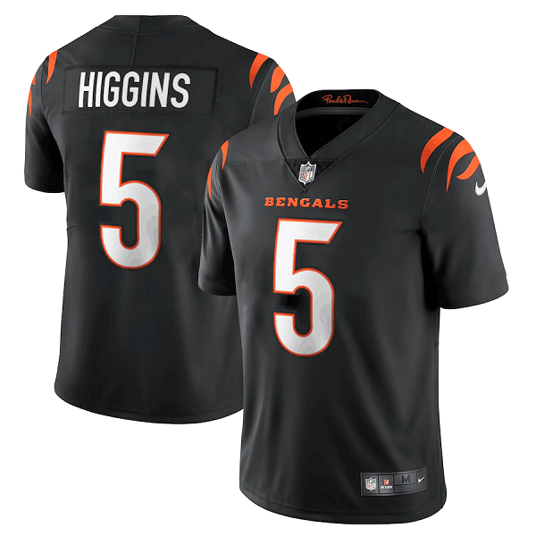 Men's Cincinnati Bengals #5 Tee Higgins Black Vapor Untouchable Limited Stitched Jersey Men's Cincinnati Bengals #5 Tee Higgins Black Vapor Untouchable Limited Stitched Jersey