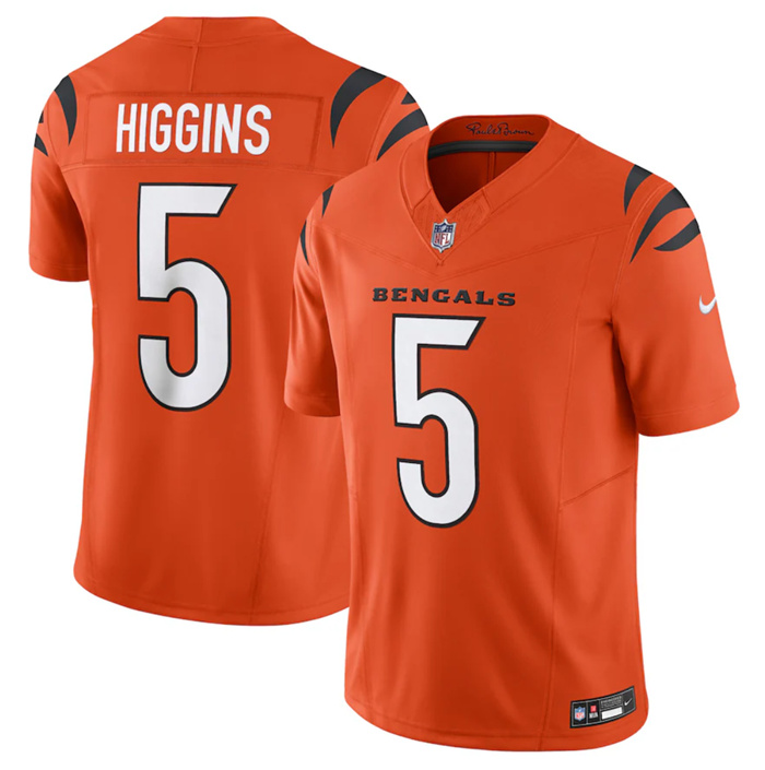 Men's Cincinnati Bengals #5 Tee Higgins Orange 2023 F.U.S.E. Vapor Untouchable Limited Stitched Jersey Men's Cincinnati Bengals #5 Tee Higgins Orange 2023 F.U.S.E. Vapor Untouchable Limited Stitched Jersey