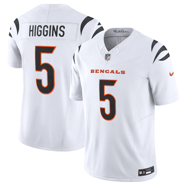 Men's Cincinnati Bengals #5 Tee Higgins White F.U.S.E. Vapor Untouchable Limited Stitched Jersey Men's Cincinnati Bengals #5 Tee Higgins White F.U.S.E. Vapor Untouchable Limited Stitched Jersey