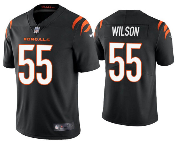 Men's Cincinnati Bengals #55 Logan Wilson 2021 Black Vapor Untouchable Limited Stitched Jersey Men's Cincinnati Bengals #55 Logan Wilson 2021 Black Vapor Untouchable Limited Stitched Jersey