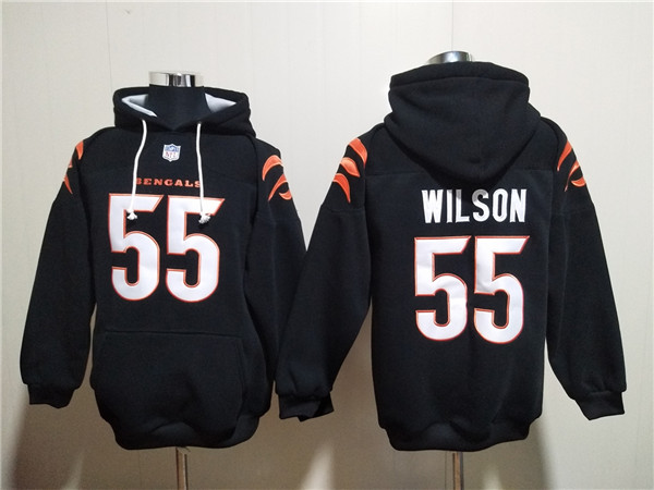 Men's Cincinnati Bengals #55 Logan Wilson Black Pullover Hoodie Men's Cincinnati Bengals #55 Logan Wilson Black Pullover Hoodie
