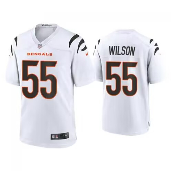 Men's Cincinnati Bengals #55 Logan Wilson White Stitched Game Jersey Men's Cincinnati Bengals #55 Logan Wilson White Stitched Game Jersey