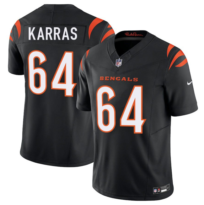 Men's Cincinnati Bengals #64 Ted Karras Black 2025 F.U.S.E. Vapor Untouchable Limited Stitched Football Jersey Men's Cincinnati Bengals #64 Ted Karras Black 2025 F.U.S.E. Vapor Untouchable Limited Stitched Football Jersey