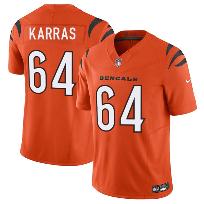 Men's Cincinnati Bengals #64 Ted Karras Orange 2025 F.U.S.E. Vapor Untouchable Limited Stitched Football Jersey Men's Cincinnati Bengals #64 Ted Karras Orange 2025 F.U.S.E. Vapor Untouchable Limited Stitched Football Jersey