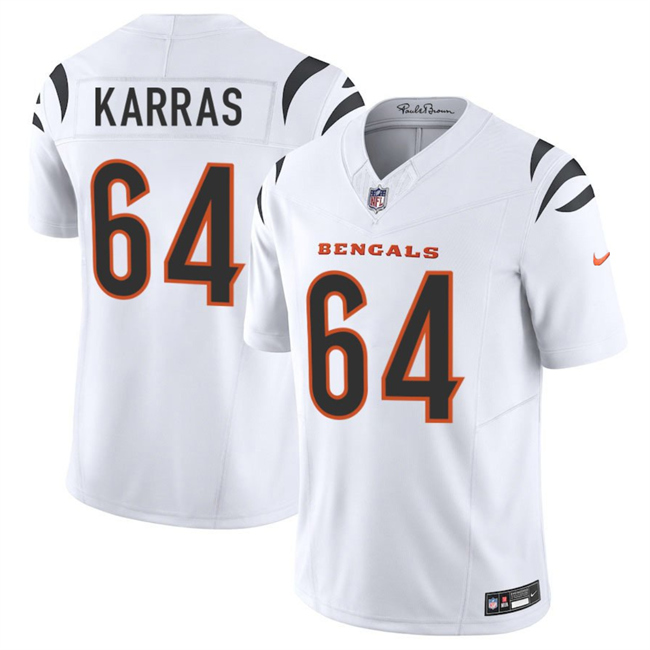 Men's Cincinnati Bengals #64 Ted Karras White 2025 F.U.S.E. Vapor Untouchable Limited Stitched Football Jersey Men's Cincinnati Bengals #64 Ted Karras White 2025 F.U.S.E. Vapor Untouchable Limited Stitched Football Jersey