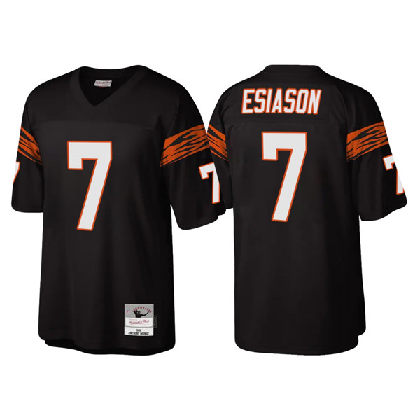 Men's Cincinnati Bengals #7 Boomer Esiason Black Throwback Legacy Stitched Jersey