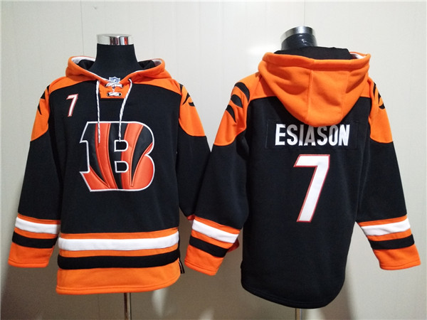 Men's Cincinnati Bengals #7 Boomer Esiason Orange Black Ageless Must-Have Lace-Up Pullover Hoodie Men's Cincinnati Bengals #7 Boomer Esiason Orange Black Ageless Must-Have Lace-Up Pullover Hoodie