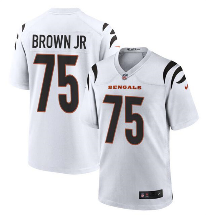 Men's Cincinnati Bengals #75 Orlando Brown Jr. White Stitched Game Jersey Men's Cincinnati Bengals #75 Orlando Brown Jr. White Stitched Game Jersey