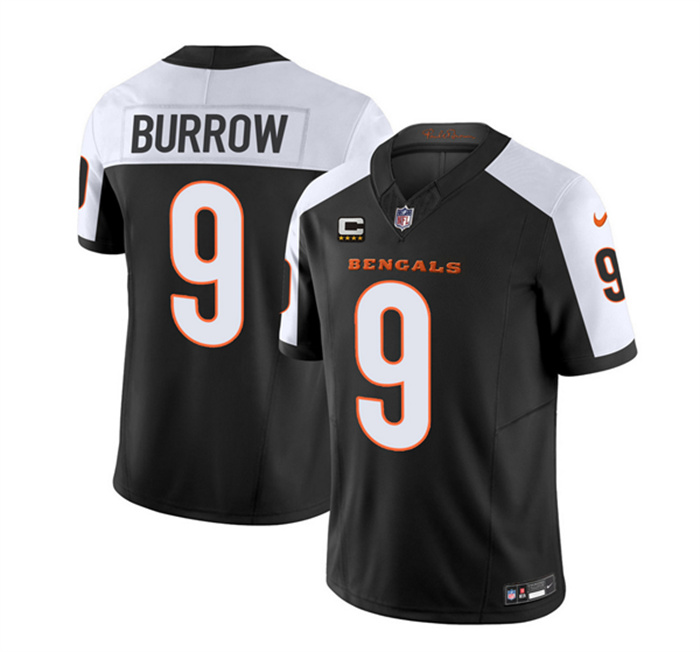Men's Cincinnati Bengals #9 Joe Burrow 2023 F.U.S.E. Black White With 4-Star C Patch Vapor Untouchable Limited Stitched Jersey Men's Cincinnati Bengals #9 Joe Burrow 2023 F.U.S.E. Black White With 4-Star C Patch Vapor Untouchable Limited Stitched Jersey