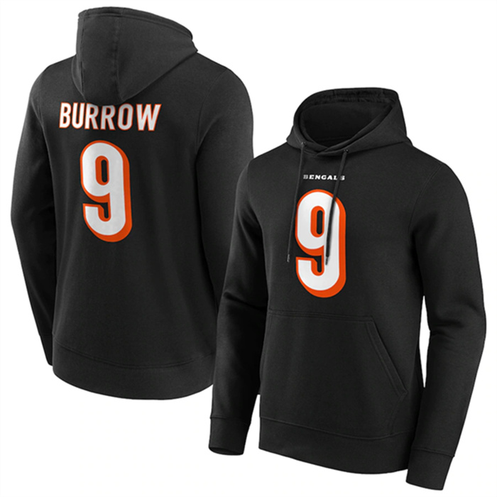 Men's Cincinnati Bengals #9 Joe Burrow Black Hoodie Men's Cincinnati Bengals #9 Joe Burrow Black Hoodie