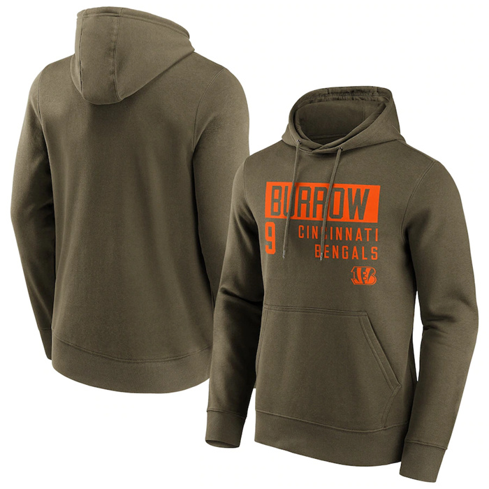 Men's Cincinnati Bengals #9 Joe Burrow Fashion Name & Number Hoodie Men's Cincinnati Bengals #9 Joe Burrow Fashion Name & Number Hoodie