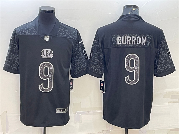 Men's Cincinnati Bengals #9 Joe Burrow Reflective Limited Stitched Jersey