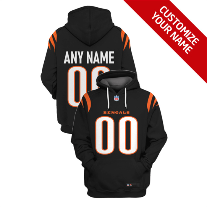 Men's Cincinnati Bengals Active Player Custom 2021 Black Pullover Hoodie Men's Cincinnati Bengals Active Player Custom 2021 Black Pullover Hoodie