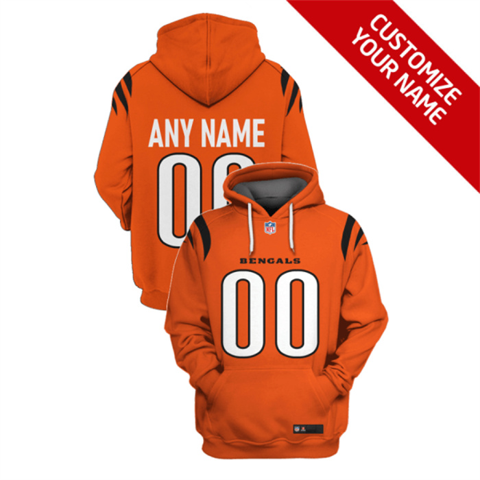 Men's Cincinnati Bengals Active Player Custom 2021 Orange Pullover Hoodie Men's Cincinnati Bengals Active Player Custom 2021 Orange Pullover Hoodie