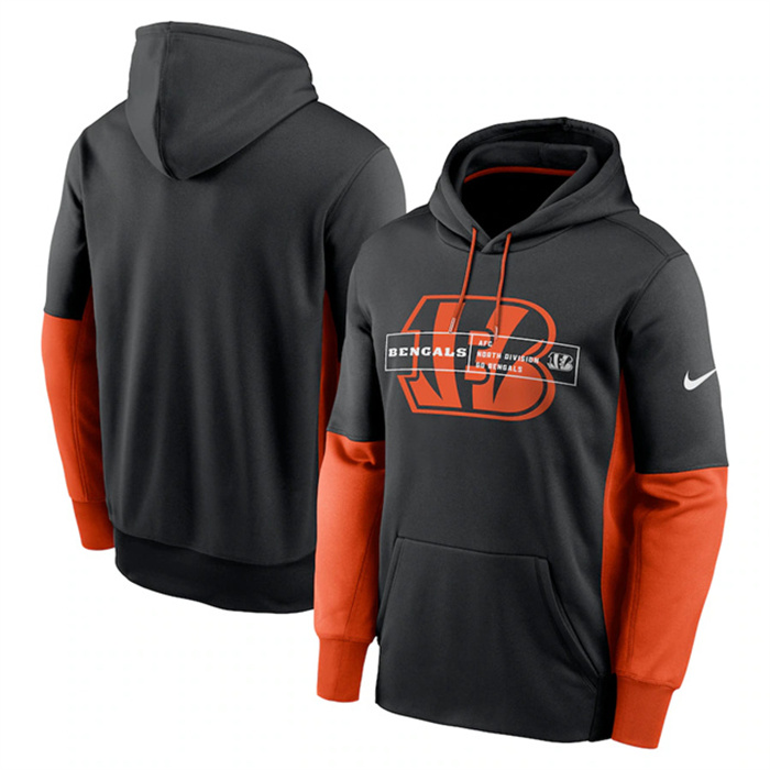 Men's Cincinnati Bengals Black Color Block Fleece Performance Pullover Hoodie Men's Cincinnati Bengals Black Color Block Fleece Performance Pullover Hoodie
