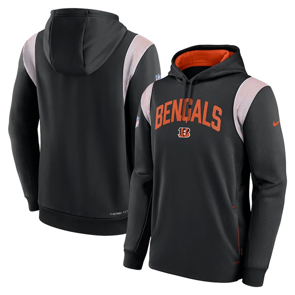 Men's Cincinnati Bengals Black Sideline Stack Performance Pullover Hoodie 002 Men's Cincinnati Bengals Black Sideline Stack Performance Pullover Hoodie 002