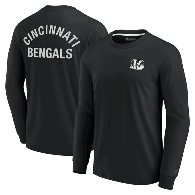 Men's Cincinnati Bengals Black Signature Unisex Super Soft Long Sleeve T-Shirt Men's Cincinnati Bengals Black Signature Unisex Super Soft Long Sleeve T-Shirt
