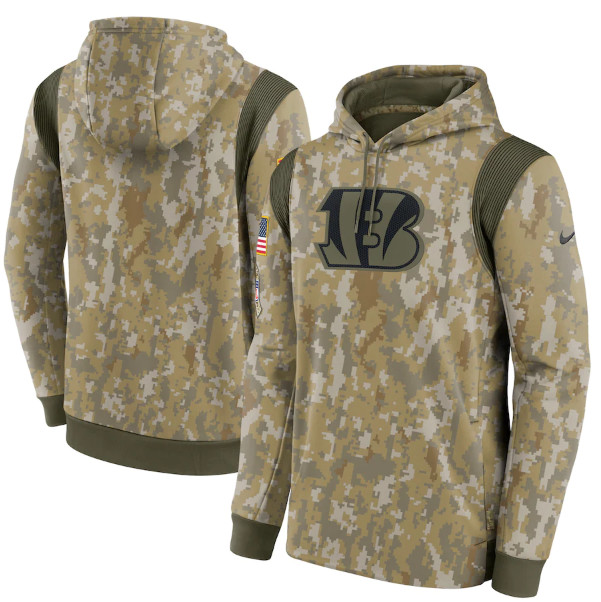 Men's Cincinnati Bengals Camo 2021 Salute To Service Therma Performance Pullover Hoodie Men's Cincinnati Bengals Camo 2021 Salute To Service Therma Performance Pullover Hoodie