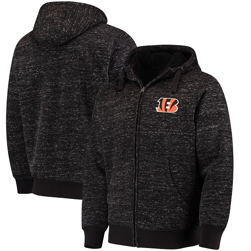 Men's Cincinnati Bengals G-III Sports by Carl Banks Heathered Black Discovery Sherpa Full-Zip Jacket Men's Cincinnati Bengals G-III Sports by Carl Banks Heathered Black Discovery Sherpa Full-Zip Jacket