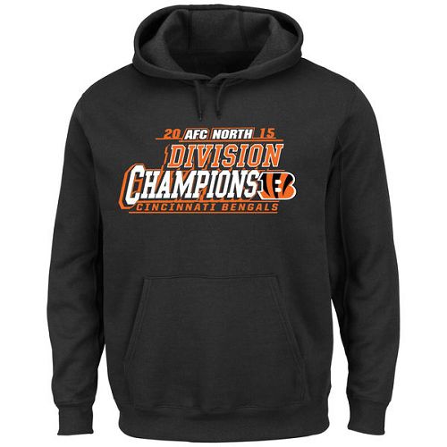Men's Cincinnati Bengals Majestic Black 2015 AFC North Division Champions Pullover Hoodie Men's Cincinnati Bengals Majestic Black 2015 AFC North Division Champions Pullover Hoodie