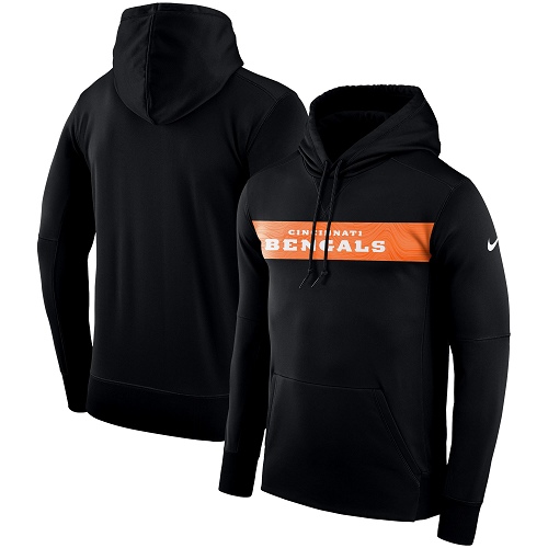 Men's Cincinnati Bengals Nike Black Sideline Team Performance Pullover Hoodie Men's Cincinnati Bengals Nike Black Sideline Team Performance Pullover Hoodie
