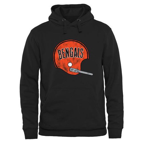 Men's Cincinnati Bengals Pro Line Black Throwback Logo Pullover Hoodie Men's Cincinnati Bengals Pro Line Black Throwback Logo Pullover Hoodie