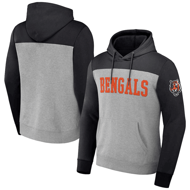 Men's Cincinnati Bengals X Darius Rucker Collection Black Heather Colorblock Pullover Hoodie Men's Cincinnati Bengals X Darius Rucker Collection Black Heather Colorblock Pullover Hoodie