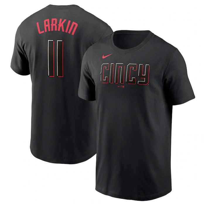 Men's Cincinnati Reds #11 Barry Larkin 2023 City Connect Name & Number T-Shirt Men's Cincinnati Reds #11 Barry Larkin 2023 City Connect Name & Number T-Shirt