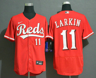 Men's Cincinnati Reds #11 Barry Larkin Red Stitched MLB Flex Base Nike Jersey Men's Cincinnati Reds #11 Barry Larkin Red Stitched MLB Flex Base Nike Jersey