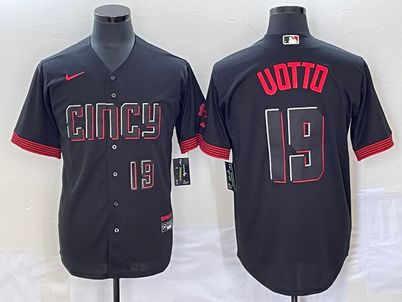 Men's Cincinnati Reds #19 Joey Votto 2023 City Connect Cool Base With Patch Stitched Baseball Jersey Men's Cincinnati Reds #19 Joey Votto 2023 City Connect Cool Base With Patch Stitched Baseball Jersey