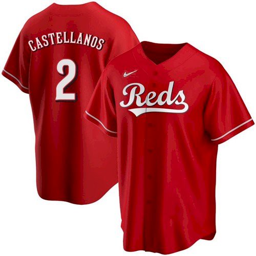 Men's Cincinnati Reds #2 Nick Castellanos Red 2021 Replica Alternate Jersey Men's Cincinnati Reds #2 Nick Castellanos Red 2021 Replica Alternate Jersey