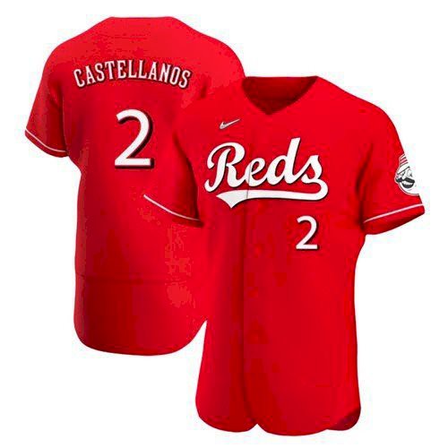 Men's Cincinnati Reds #2 Nick Castellanos Scarlet 2021 Alternate Jersey Men's Cincinnati Reds #2 Nick Castellanos Scarlet 2021 Alternate Jersey