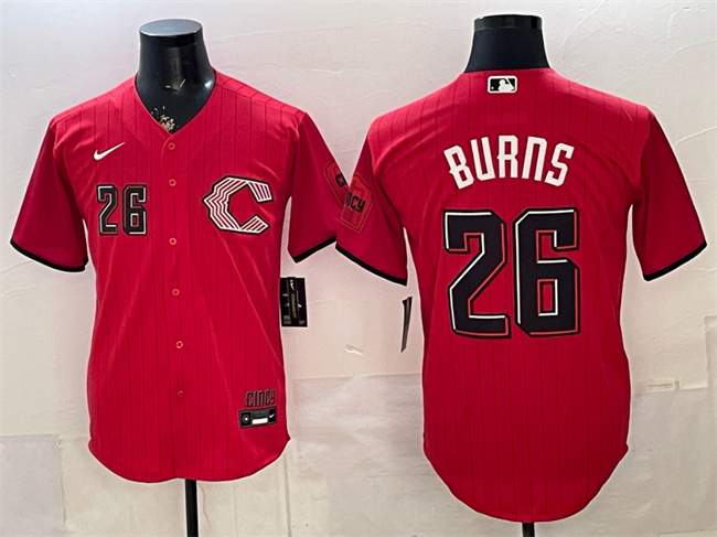 Men's Cincinnati Reds #26 Chase Burns Red 2026 City Connect Stadium Stitched Baseball Jersey Men's Cincinnati Reds #26 Chase Burns Red 2026 City Connect Stadium Stitched Baseball Jersey