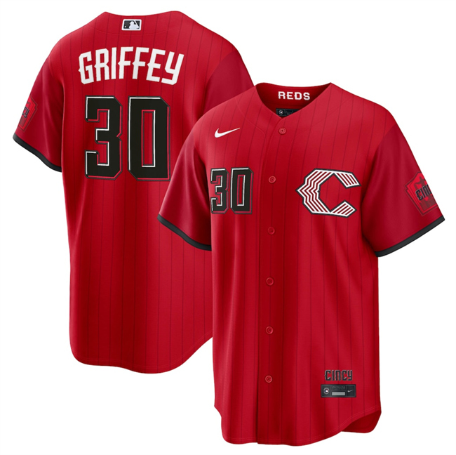 Men's Cincinnati Reds #30 Ken Griffey Jr. Red 2026 City Connect Stadium Stitched Baseball Jersey Men's Cincinnati Reds #30 Ken Griffey Jr. Red 2026 City Connect Stadium Stitched Baseball Jersey