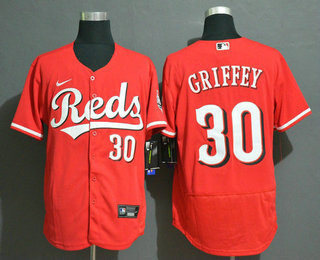 Men's Cincinnati Reds #30 Ken Griffey Jr Red Stitched MLB Flex Base Nike Jersey Men's Cincinnati Reds #30 Ken Griffey Jr Red Stitched MLB Flex Base Nike Jersey