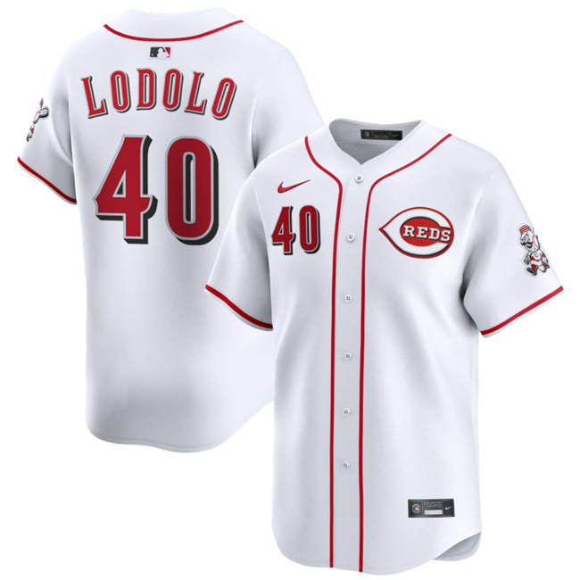 Men's Cincinnati Reds #40 Nick Lodolo White Home Limited Stitched Baseball Jersey Men's Cincinnati Reds #40 Nick Lodolo White Home Limited Stitched Baseball Jersey