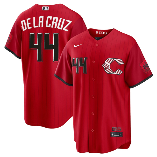 Men's Cincinnati Reds #44 Elly De La Cruz Red 2026 City Connect Stadium Stitched Baseball Jersey Men's Cincinnati Reds #44 Elly De La Cruz Red 2026 City Connect Stadium Stitched Baseball Jersey