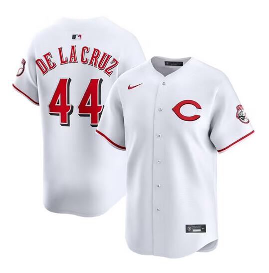 Men's Cincinnati Reds #44 Elly De La Cruz White 2025 Home Limited Stitched Baseball Jersey Men's Cincinnati Reds #44 Elly De La Cruz White 2025 Home Limited Stitched Baseball Jersey