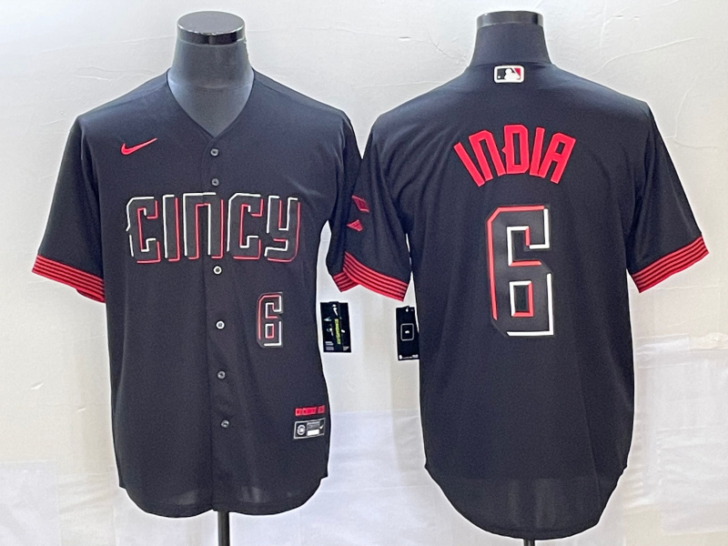 Men's Cincinnati Reds #6 Jonathan India Black 2023 City Connect With Patch Stitched Jersey 6 Men's Cincinnati Reds #6 Jonathan India Black 2023 City Connect With Patch Stitched Jersey 6
