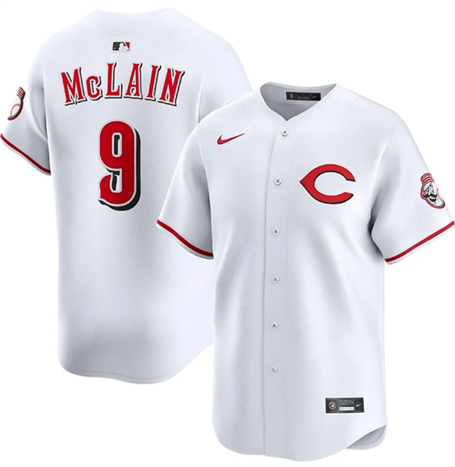 Men's Cincinnati Reds #9 Matt McLain White 2025 Home Limited Stitched Baseball Jersey Men's Cincinnati Reds #9 Matt McLain White 2025 Home Limited Stitched Baseball Jersey