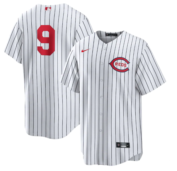 Men's Cincinnati Reds #9 Mike Moustakas 2022 White Field Of Dreams Stitched Baseball Jersey Men's Cincinnati Reds #9 Mike Moustakas 2022 White Field Of Dreams Stitched Baseball Jersey